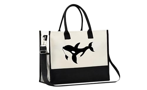 InnoBeta Orca Gifts for Women, Orca Whale Themed Tote Bag with Makeup Pouch Set, Gift for Whale Lovers on Christmas, Birthday von INNObeta