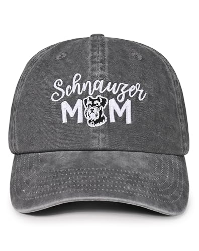 InnoBeta Schnauzer Geschenke Cap für Frauen Weihnachten Geburtstag Verstellbare Bestickte Baseballmütze Grau von INNObeta