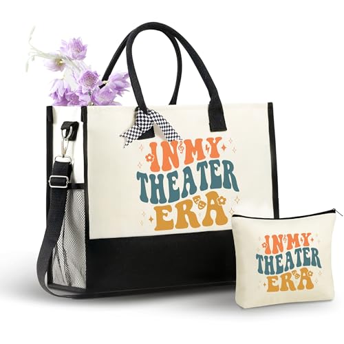 InnoBeta Theatergeschenke für Frauen, Canvas-Tragetasche, Musik-Broadway-Theater-Liebhaber, Tasche mit Reißverschluss oben, Leinwand - in My Theater Era, Einheitsgröße von INNObeta