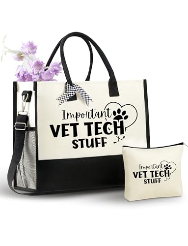 InnoBeta Vet Tech Gifts Canvas-Tragetasche für Damen, Vet Tech Week Geschenktasche mit Reißverschluss oben und Schultergurt von INNObeta