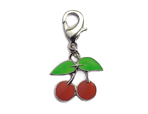 INNSPIRO NICE CHARMS Anhänger aus Metall mit roten und grünen Kirschen mit Karabiner, 15 x 14 mm. 25 Stück., 16mm., Metall, Kein Edelstein von INNSPIRO