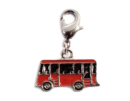 INNSPIRO NICE CHARMS Bus Anhänger Metall schwarz und rot mit Karabiner 20x13mm 25u., 14x13mm., Metall, Kein Edelstein von INNSPIRO