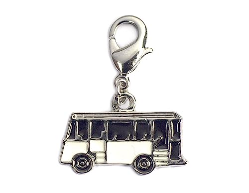 INNSPIRO NICE CHARMS Bus Anhänger Metall schwarz und weiß mit Karabiner 20x13mm 25u., 20x14mm., Metall, Kein Edelstein von INNSPIRO