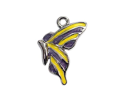 INNSPIRO NICE CHARMS Metallanhänger Schmetterling gelb und lila, 15 x 18 mm, 25 Stück, 32x10mm., Metall, Kein Edelstein von INNSPIRO