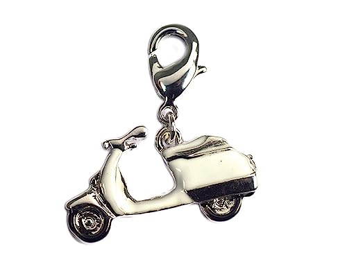 INNSPIRO NICE CHARMS Vespa-Anhänger aus Metall, schwarz und weiß, mit Karabiner, 23 x 13 mm, 25 Stück., 15x11mm., Metall, Kein Edelstein von INNSPIRO