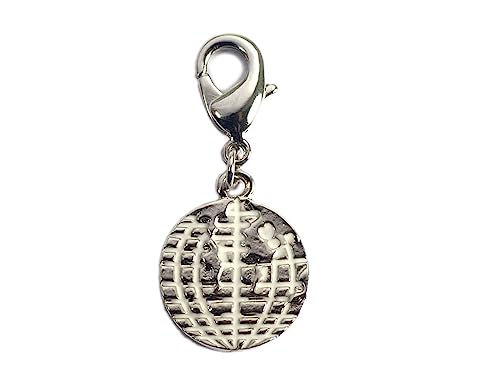INNSPIRO NICE CHARMS Welt Metallanhänger mit Karabiner Durchmesser 14 mm 25 u., 13mm., Metall, Kein Edelstein von INNSPIRO