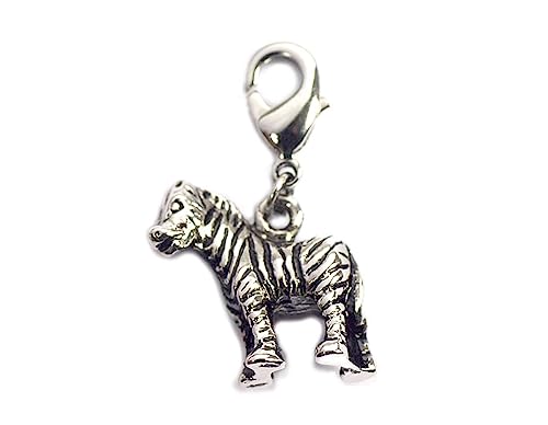 INNSPIRO NICE CHARMS Zebra-Anhänger aus Metall, mit Karabiner, 17 x 16 mm, 25 Stück., 11x24mm., Metall, Kein Edelstein von INNSPIRO
