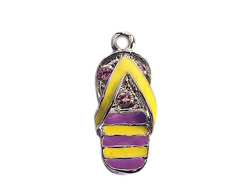 INNSPIRO Nice Charms Metallanhänger Flip-Flops mit 3 Gleichnissen gelb und lila, 11 x 24 mm, 25 Stück., 7x18mm., Metall, Kein Edelstein von INNSPIRO