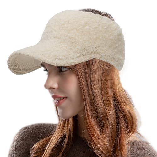 INOGIH BeanieTail Cap Warme Strickmütze für Frauen Messy High Bun Pferdeschwanz Visier Beanie Cap (S/M Größe), Beige-Stil 1, Medium von INOGIH