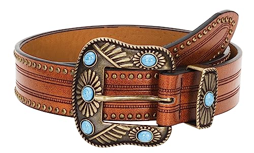 INOGIH Damen Cowboyhut im Western-Stil Gürtel, Camel, 82.5 cm/102.5 cm Taille von INOGIH