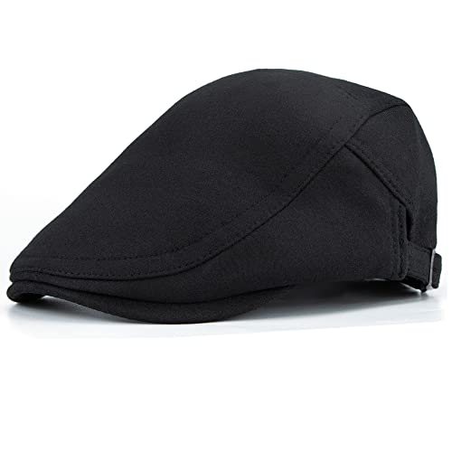 INOGIH Newsboy Herrenhüte für Herren, verstellbar, Baumwolle, Ivy Gatsby-Cabbie Hat (Medium/Large), Schwarz , M/L von INOGIH