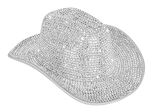 INOGIH Western-Cowgirl-Hut für Damen, Fransen, Quasten-Dekor, Cowboy-Fedora-Hut für Party, Musikfestival, Größe M, silber, Medium von INOGIH