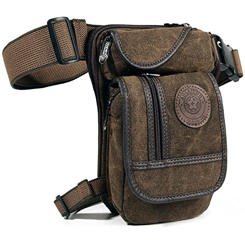 Beintasche Motorrad,Beintasche Herren Canvas/Nylon Drop Leg Bag Fanny Pack Belt Hip Bum Travel Motorrad Men Rider Off Roading Thigh Waist Bags (Color : Coffee) von INOKAI