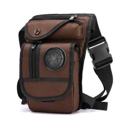 Beintasche Motorrad,Beintasche Herren Canvas/Nylon Drop Leg Bag Fanny Pack Belt Hip Bum Travel Motorrad Men Rider Off Roading Thigh Waist Bags (Color : Deep Coffee) von INOKAI