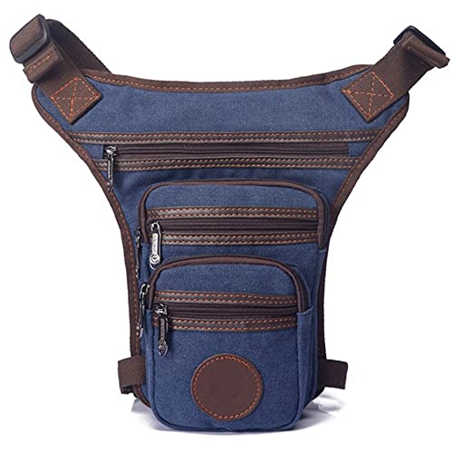 Beintasche Motorrad,Beintasche Herren Herren Canvas Drop Leg Bag Messenger Schultergurt Hip Bum Fanny Hüfttasche for Reisen Trekking Motorradfahren (Color : Blue) von INOKAI