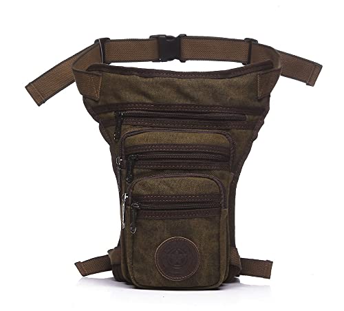 Beintasche Motorrad,Beintasche Herren Herren Canvas Drop Leg Bag Messenger Schultergurt Hip Bum Fanny Hüfttasche for Reisen Trekking Motorradfahren (Color : Coffee) von INOKAI