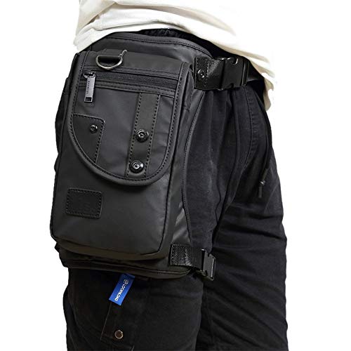 Beintasche Motorrad,Beintasche Herren Herren Hüfttasche Bum Leg Oberschenkeltasche Motorradfahrer Nylon/Canvas Male Cross Body Fanny Pack Hip Belt Drop Bags (Color : Black) von INOKAI