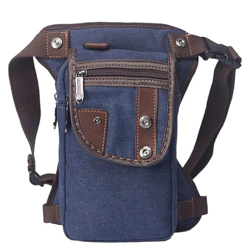 Beintasche Motorrad,Beintasche Herren Herren Hüfttasche Bum Leg Oberschenkeltasche Motorradfahrer Nylon/Canvas Male Cross Body Fanny Pack Hip Belt Drop Bags (Color : Blue) von INOKAI