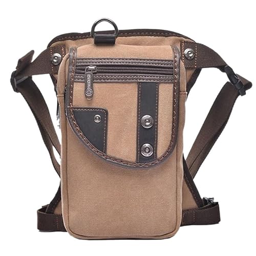 Beintasche Motorrad,Beintasche Herren Herren Hüfttasche Bum Leg Oberschenkeltasche Motorradfahrer Nylon/Canvas Male Cross Body Fanny Pack Hip Belt Drop Bags (Color : Khaki) von INOKAI