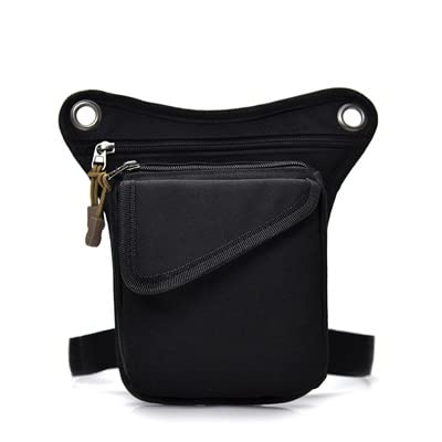 Beintasche Motorrad,Beintasche Herren Männer Leinwand Tropfen Taille Taschen Bein Pack Tasche for Arbeit Männer Messenger Bags Männliche Crossbody Umhängetasche Klein Schwarz (Color : Black) von INOKAI