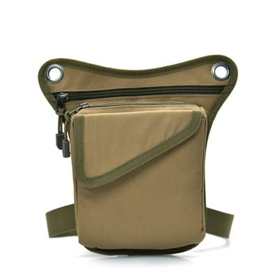 Beintasche Motorrad,Beintasche Herren Männer Leinwand Tropfen Taille Taschen Bein Pack Tasche for Arbeit Männer Messenger Bags Männliche Crossbody Umhängetasche Klein Schwarz (Color : Khaki) von INOKAI