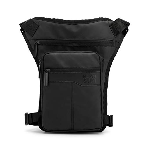 Beintasche Motorrad,Beintasche Herren Oxford Herren Gürteltasche wasserdichte Nylon Gürtel Fanny Packs Motorradfahrer Drop Oberschenkel Hüfte Beintasche Reise Schulter Crossbody Taschen (Color : Blac von INOKAI