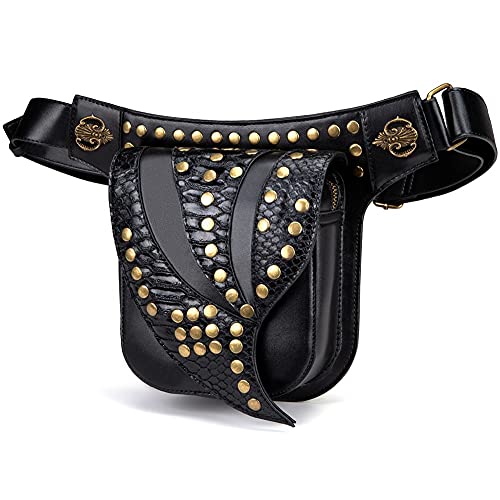 Beintasche Motorrad,Beintasche Herren Retro-Leder-Gürteltasche Umhängetasche Rock Fanny Packs Fashion Motorrad-Beintaschen von INOKAI