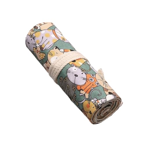 INOKAI Pencil Wrap,Pencil Wrap Roll Up Leinwand-Rollen-Federmäppchen, Schule for künstlerische Pinsel, 108 Löcher, Straffedermäppchen for Mädchen und Jungen, niedliches Federmäppchen (Color : B) von INOKAI