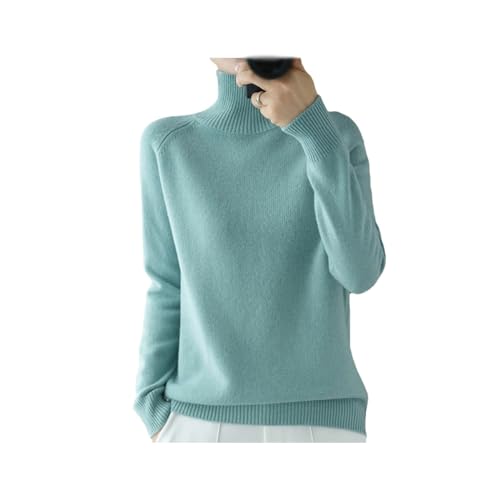 Damen Solid Turtleneck Kaschmir-Strickpullover, cremefarbener Rollkragenpullover, Weihnachtspullover für Frauen (Green,S) von INOMAK