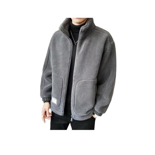 INOMAK Men's Faux Fleece Thick Jacket, Herren Fleecemäntel, Chaqueta De Felpa Con Cuello Levantado Para Hombre (Gray,4XL) von INOMAK