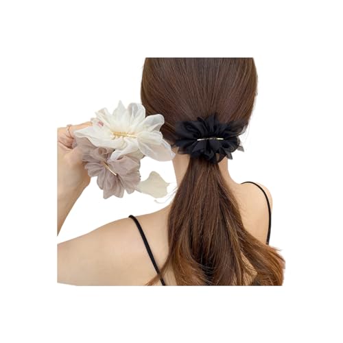 Super Fairy Chiffon-Blumen-Haarnadel, Pferdeschwanz-Clip, Kopfschmuck, rosa Haar-Accessoires, Einheitsgröße, 3 Stück von INOMAK