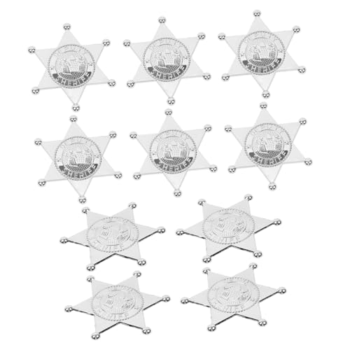 INOOMP 10 Stück Teiliges aus Leichtem Kunststoff Silberfarbene Cosplay Brosche für Party Rollenspiel Karneval und Kostümzubehör Kleine Tragbare Polizeimarke für Damen und Herren von INOOMP