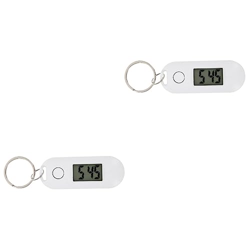 INOOMP Anhänger 2st Elektronische Schlüsselbunduhr Hängende Uhrendekoration Kinderhandgelenkleinen Für Kleinkinder Fob Taschenuhr Klassenzimmer-Timer Plastik Weiß Tragbar Uhrkette Ring von INOOMP