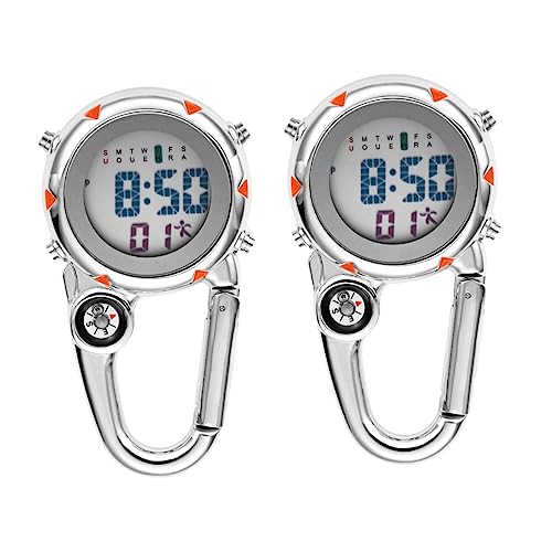 INOOMP 2 Stück Edelstahl-Haken Krankenschwesteruhr Rucksack Für Camping Übungsuhr Sportrucksack Ansteckuhren Für Damen Hängeuhr Kletteruhr Ansteckuhr Ansteckuhr Orange von INOOMP
