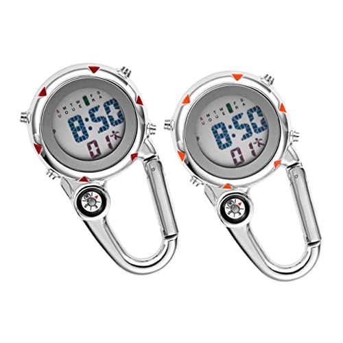 INOOMP 2stücke Ansteckuhr Taschenuhr Aus Metall Im Dunkeln Leuchtend Tragbar Mit Karabinerhaken Für Wandern Und Tourismus von INOOMP