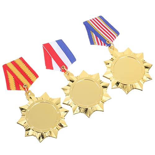 INOOMP 3st Veteranen-medaille Kinder Medaille Gedenkabzeichen Olympiade Medaillen Broschen Dekor Partypreise Anstecknadel Spielzeuge Legiertes Abzeichen Stern Stoff Revers Schleife von INOOMP