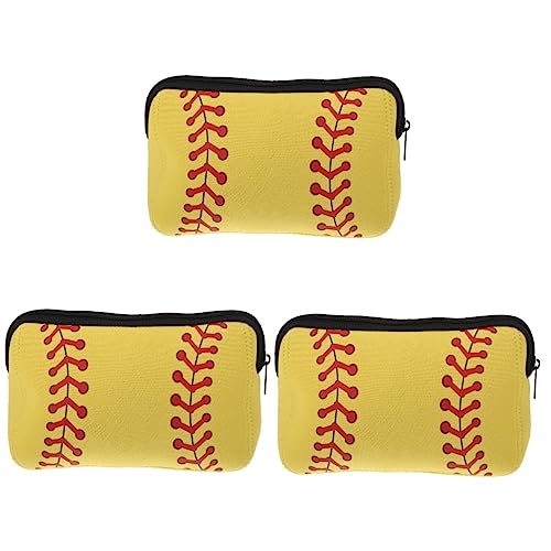 INOOMP 3st Baseball-Kosmetiktasche Cartoon-Make-up-Taschen Aufbewahrungstaschen Mit Reißverschluss Softballtasche Für Mädchen Sport-Kosmetiktasche Reisen Tauchertuch Bilden Makeup Tasche von INOOMP