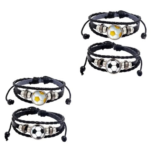 INOOMP 4 Stück Armband Schmuck Sport Geschenk Modeschmuck Manschettenarmbänder Erinnerungsschmuck Handgelenkschmuck Aus Leder Fußball Aus Leder Für Männer Um Popularität Rindslederimitat von INOOMP