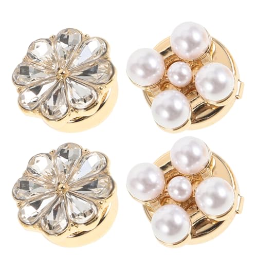 INOOMP 4 Stück Blumen-Manschettenknöpfe Blumenknopfabdeckungen Knopfabdeckung für Manschettenknöpfe blumenförmiger Manschettenknopfknopf Legierung Golden von INOOMP