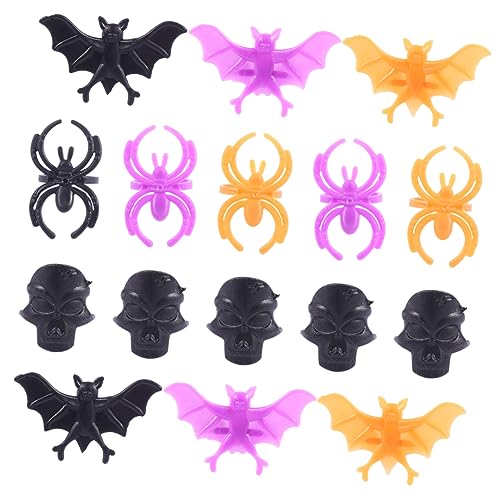 INOOMP 60 Stück Teiliges Halloween Plastik Ringe mit Fledermaus Spinne und Muster Party Dekoration für Erwachsene um Festliche zu Verbreiten von INOOMP