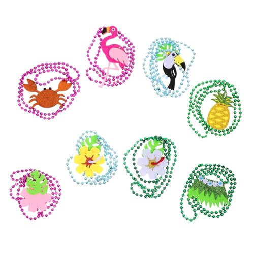 INOOMP 8 Stück Teiliges Hawaii Halsketten Tropische Partydekoration mit Ananas Flamingo Krabbe Blumenschmuck Farbenfroh Langlebig Passend für Luau und Strandpartys von INOOMP