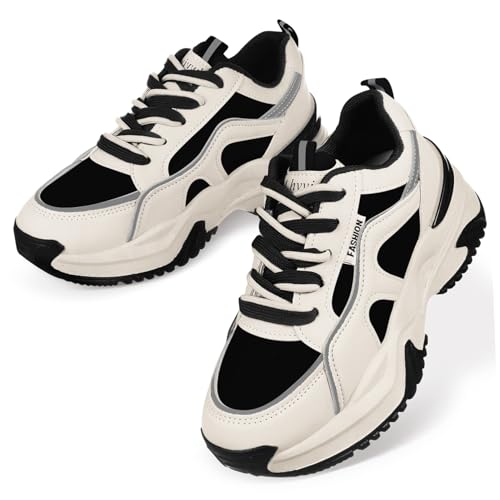 INOOMP Damen Sneakers aus hochwertigem Material Langlebig und Formbeständig Atmungsaktive Sportschuhe für Tennis Fitness und Alltag Modisches Design Vielseitig Kombinierbar Schwarz von INOOMP