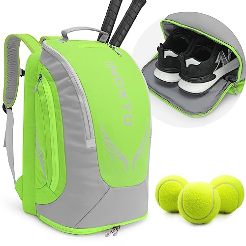 INOXTO 40 l Tennistaschen für Damen und Herren, großer Tennis-Rucksack bietet Platz für 2 Tennisschläger, wasserdichte und atmungsaktive Pickleball-Tasche mit unabhängiger Schuhaufbewahrung für von INOXTO