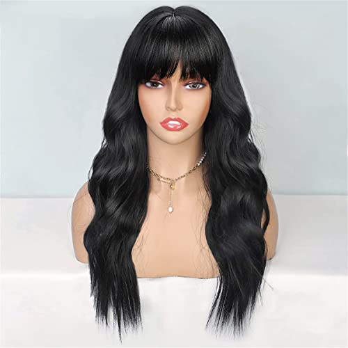 INPETS Lace Front Perücken Synthetische Lange Gewellte Perücke Schwarze Perücke Mit Pony Für Den Täglichen Gebrauch Von Frauen Und Cosplay Ombre Blonde Hitzebeständige Faserperücken,20 inch von INPETS