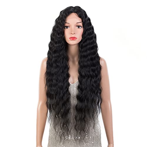 Lace Front Perücken,Blonde Deep Wave Synthetic Lace Front Perücken Cosplay Perücke Ombre Brown Perücken Für Frauen Hochtemperaturfaser Cosplay Perücke,F,24 inch von INPETS