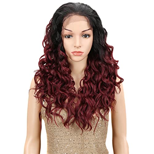 INPETS Lace Front Perücken,Körperwelle Lace Perücke Synthetische Perücken Tiefe Welle Rosa Cosplay Perücke Hochtemperaturhaar Synthetische Perücke Für Schwarze Frauen Wunder,A,18 inch von INPETS