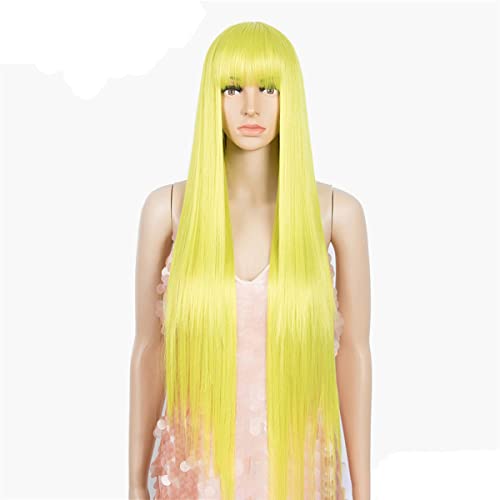 Lace Front Perücken,Lange Gerade Blonde Perücke Für Frauen Synthetische Perücke Mit Pony Gerade 613 Perücken Hitzebeständige Faser Cosplay Perücken,E,32 inch von INPETS