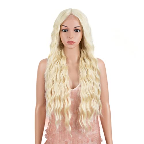 Lace Front Perücken,Rosa Perücke Synthetische Lange Tiefe Wellen Spitze Perücke Für Schwarze Frauen Ombré Blonde Spitze Perücke Wasserwelle Cosplay Perücke Wunder Perücke,I,32 inch von INPETS