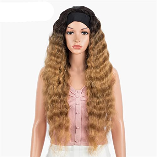 Lace Front Perücken,Stirnband Perücke Tief Gewellte Stirnband Perücke Für Frauen Kein Ersatz Ombreblonde Synthetische Stirnband Perücke,E,26 inch von INPETS