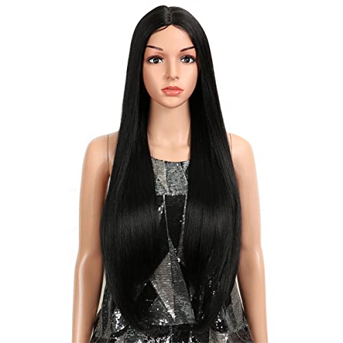 Lace Front Perücken,Synthetische Lange Gerade T Teil Spitze Perücken Für Frauen Omber Synthetische Perücke Mittelteil Hochtemperatur Faserhaar,A,24 inch von INPETS